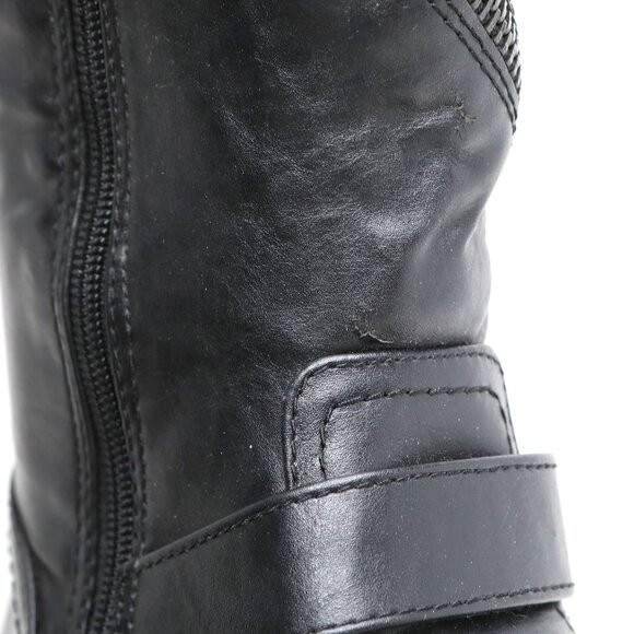 Mossimo Supply Co. Black Vegan Faux Leather Moto Biker Boots  Knee High Zippers - Picture 10 of 15